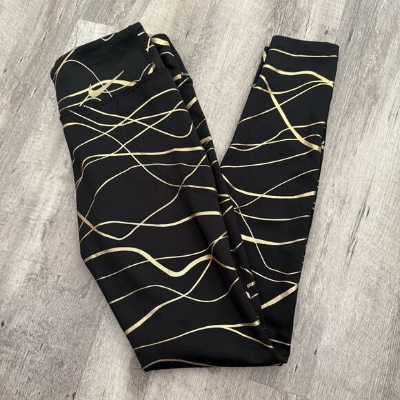 Nike Icon Clash Metallic Print Fast Training Black Tights Womens Small CU3333 - Picture 1 of 7